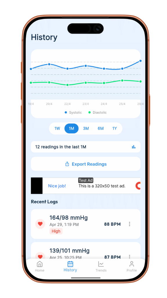 MioBP App History